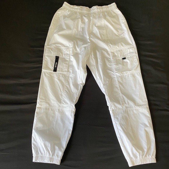 Nike Air Cargo Track Pants White Woven Men Mesh Lined Drawstring Large $148 - Picture 1 of 9